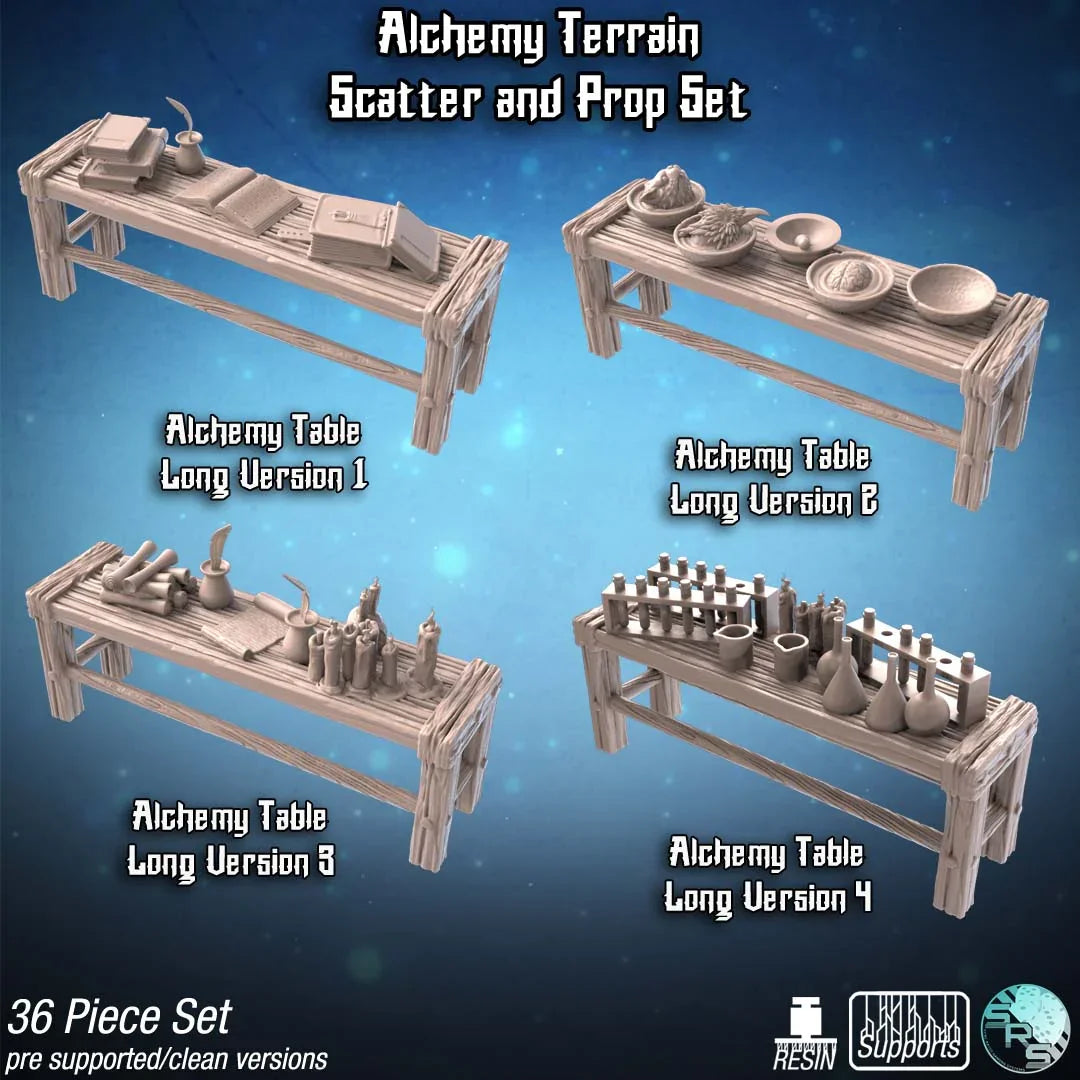 Alchemy Long Tables Scatter Set by SRS Studios | 12K Resin Terrain for Warhammer, D&D & RPGs (Copy)