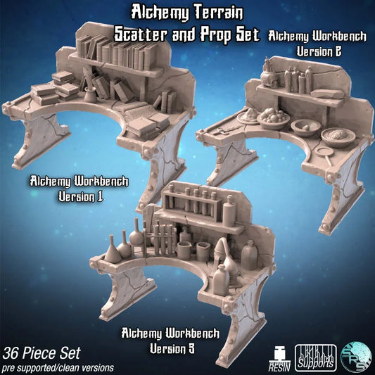 Alchemy Workbenches Scatter Set by SRS Studios | 12K Resin Terrain for Warhammer, D&D & RPGs