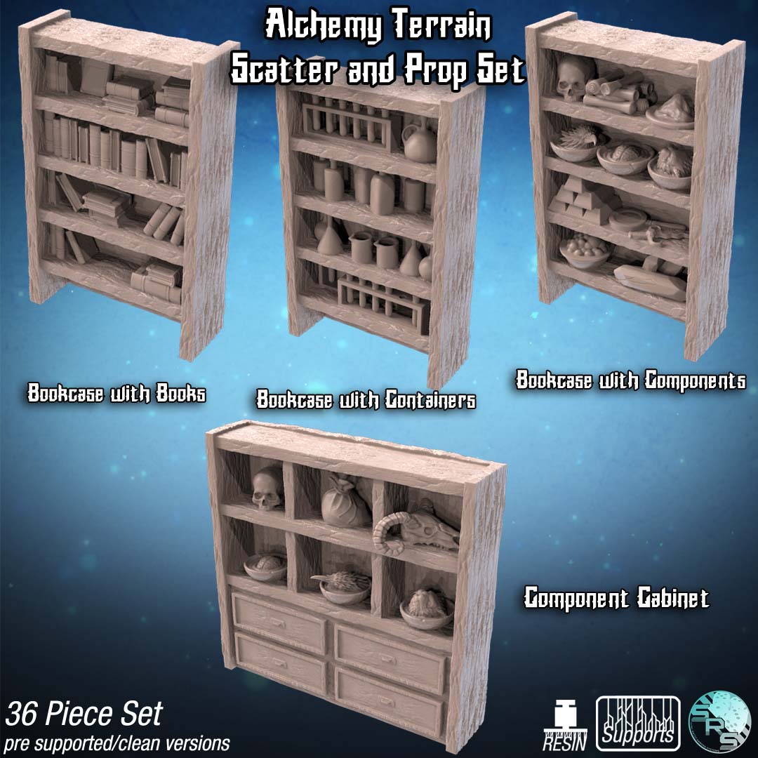 Alchemy Book Cases and Cabinet Scatter Set by SRS Studios