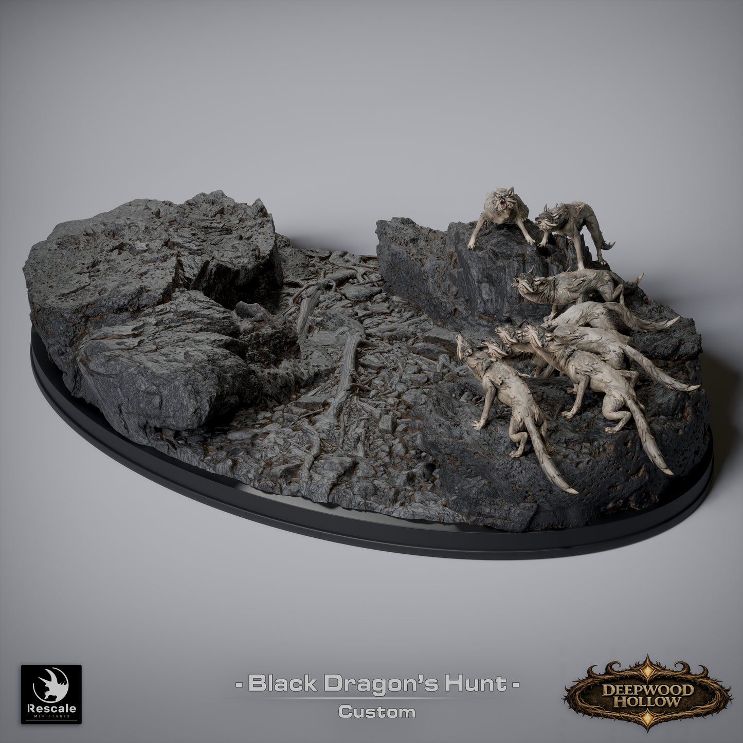 🖤 The Black Dragon's Hunt | 12K Resin Epic Diorama with 2 Head Variants 🐲