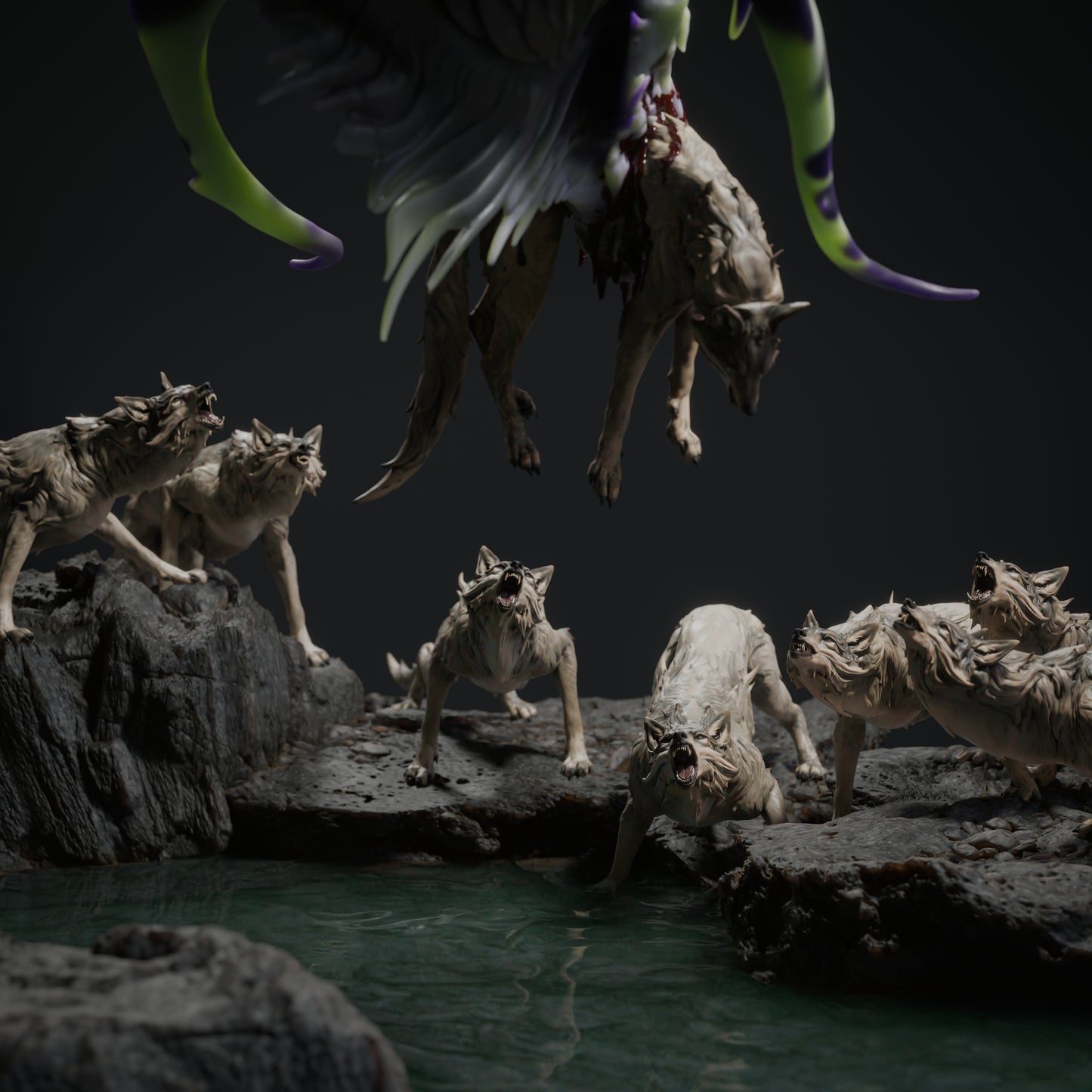🖤 The Black Dragon's Hunt | 12K Resin Epic Diorama with 2 Head Variants 🐲