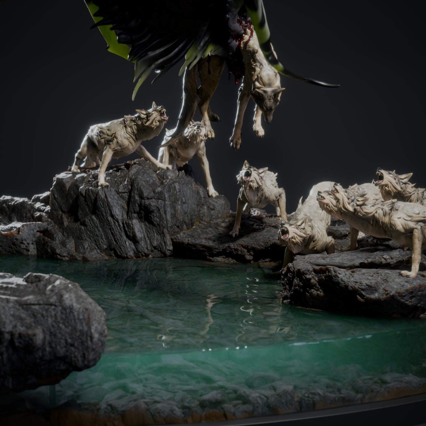 🖤 The Black Dragon's Hunt | 12K Resin Epic Diorama with 2 Head Variants 🐲