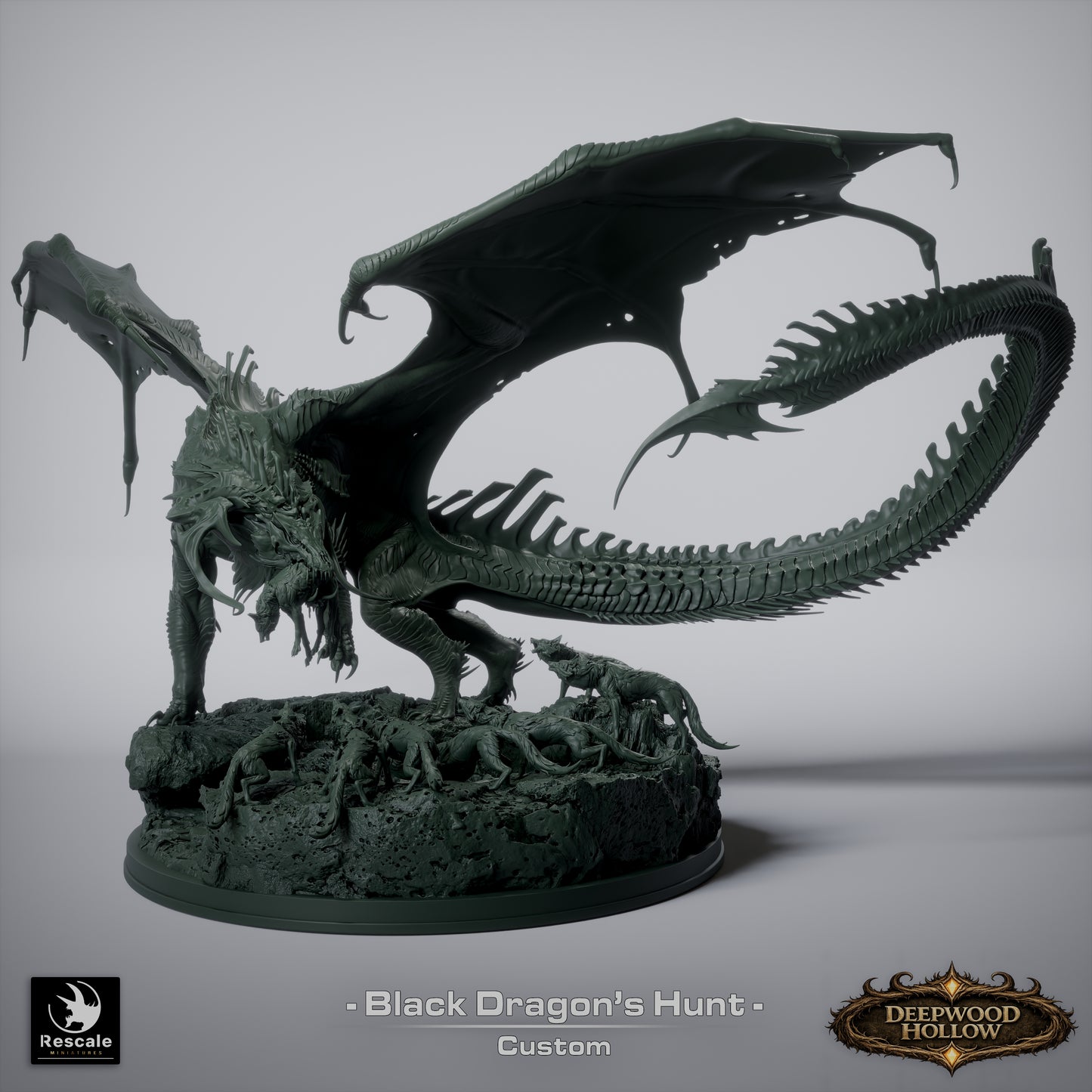 🖤 The Black Dragon's Hunt | 12K Resin Epic Diorama with 2 Head Variants 🐲