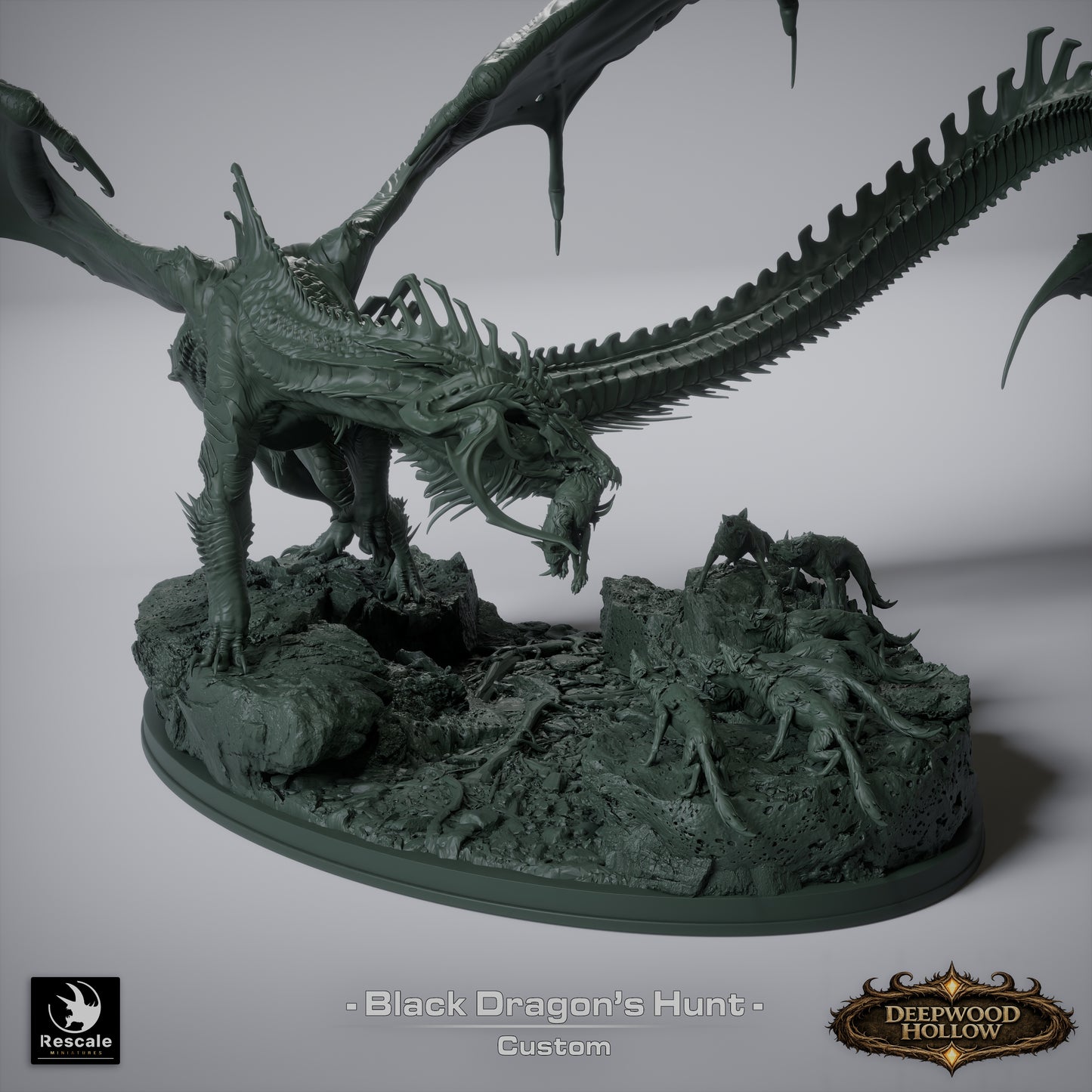 🖤 The Black Dragon's Hunt | 12K Resin Epic Diorama with 2 Head Variants 🐲