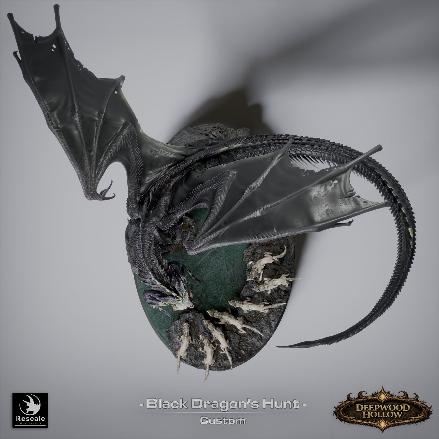 🖤 The Black Dragon's Hunt | 12K Resin Epic Diorama with 2 Head Variants 🐲