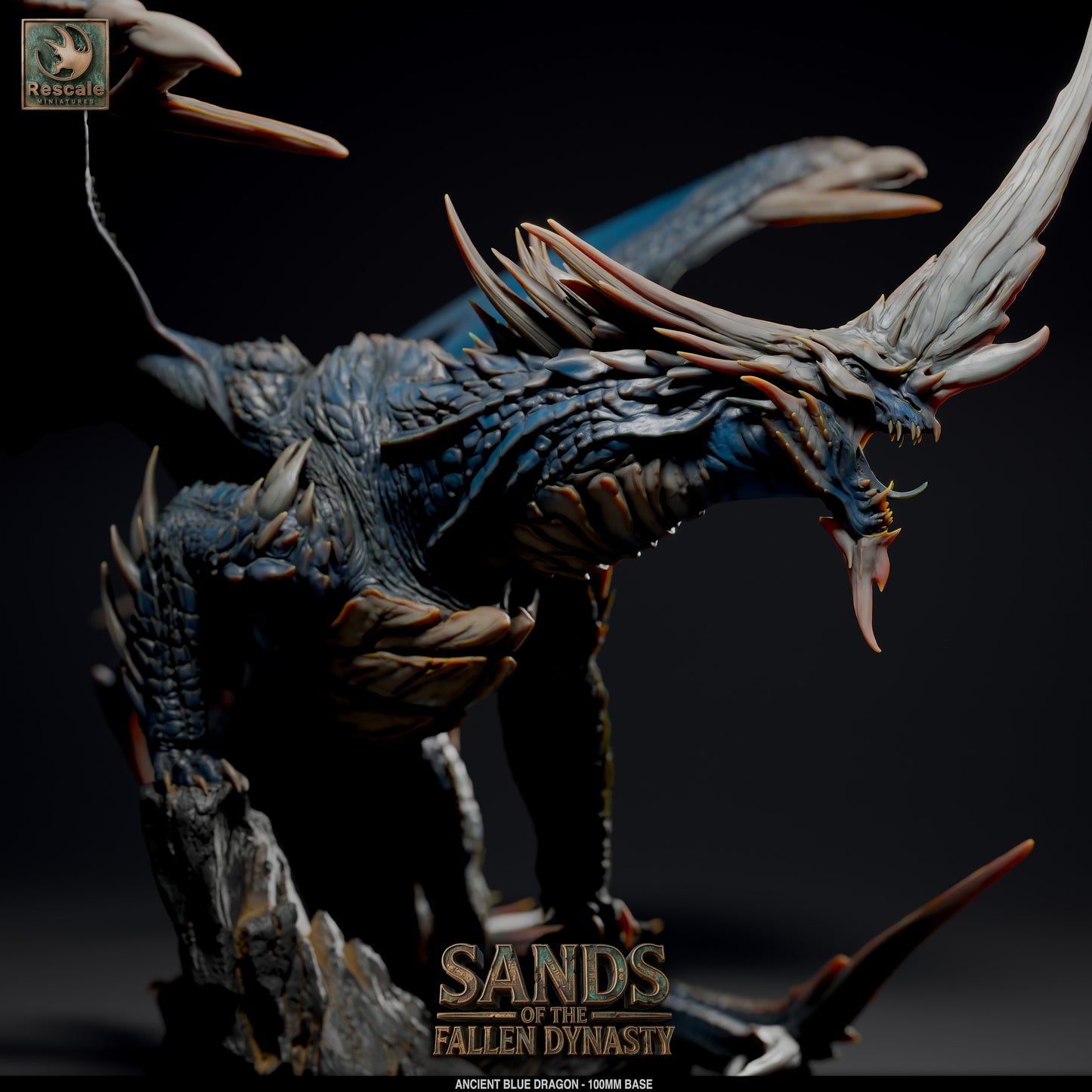 ⚡ Blue Dragon Elder | 12K Resin 100mm Desert Tyrant for D&D & Wargames 🐲