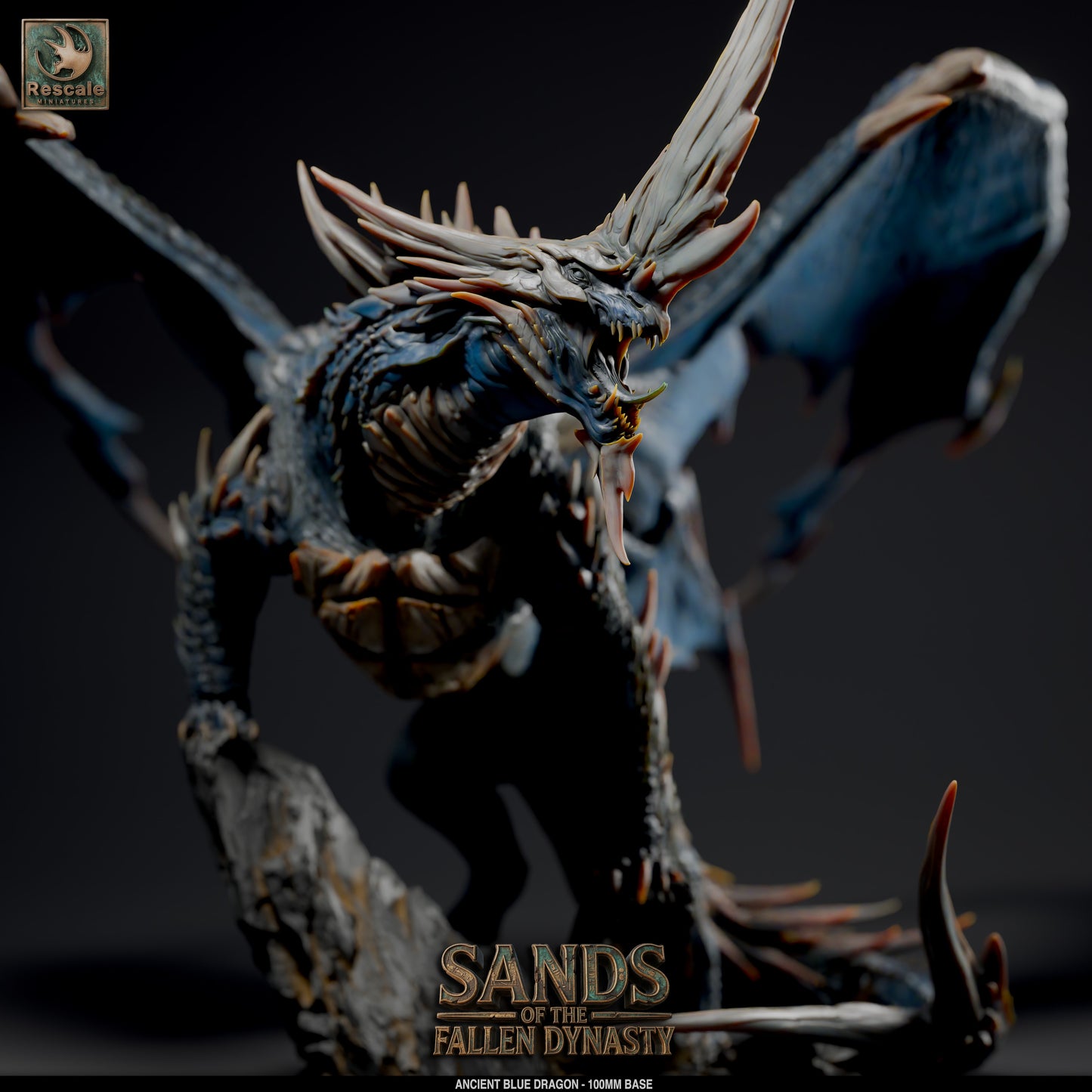 ⚡ Blue Dragon Elder | 12K Resin 100mm Desert Tyrant for D&D & Wargames 🐲