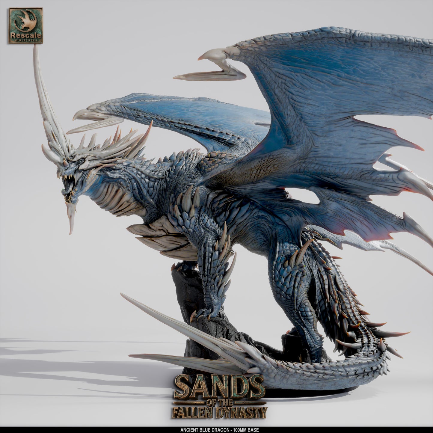 ⚡ Blue Dragon Elder | 12K Resin 100mm Desert Tyrant for D&D & Wargames 🐲