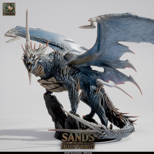 ⚡ Blue Dragon Elder | 12K Resin 100mm Desert Tyrant for D&D & Wargames 🐲