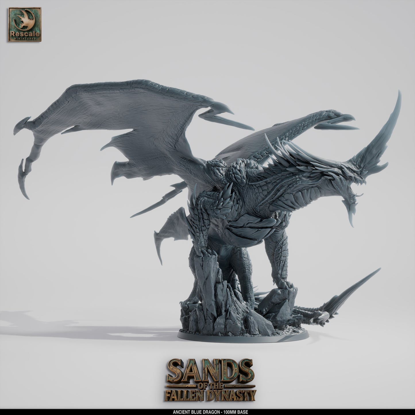 ⚡ Blue Dragon Elder | 12K Resin 100mm Desert Tyrant for D&D & Wargames 🐲