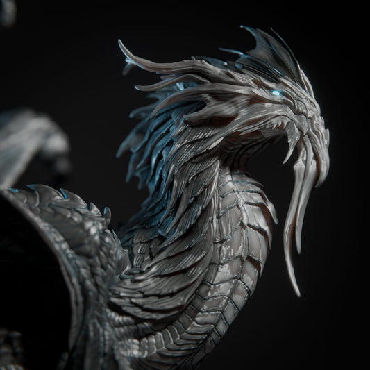🪙 Silver Dragon (Elder) | 12K Resin 100mm Metallic Dragon for D&D & RPGs 🐲