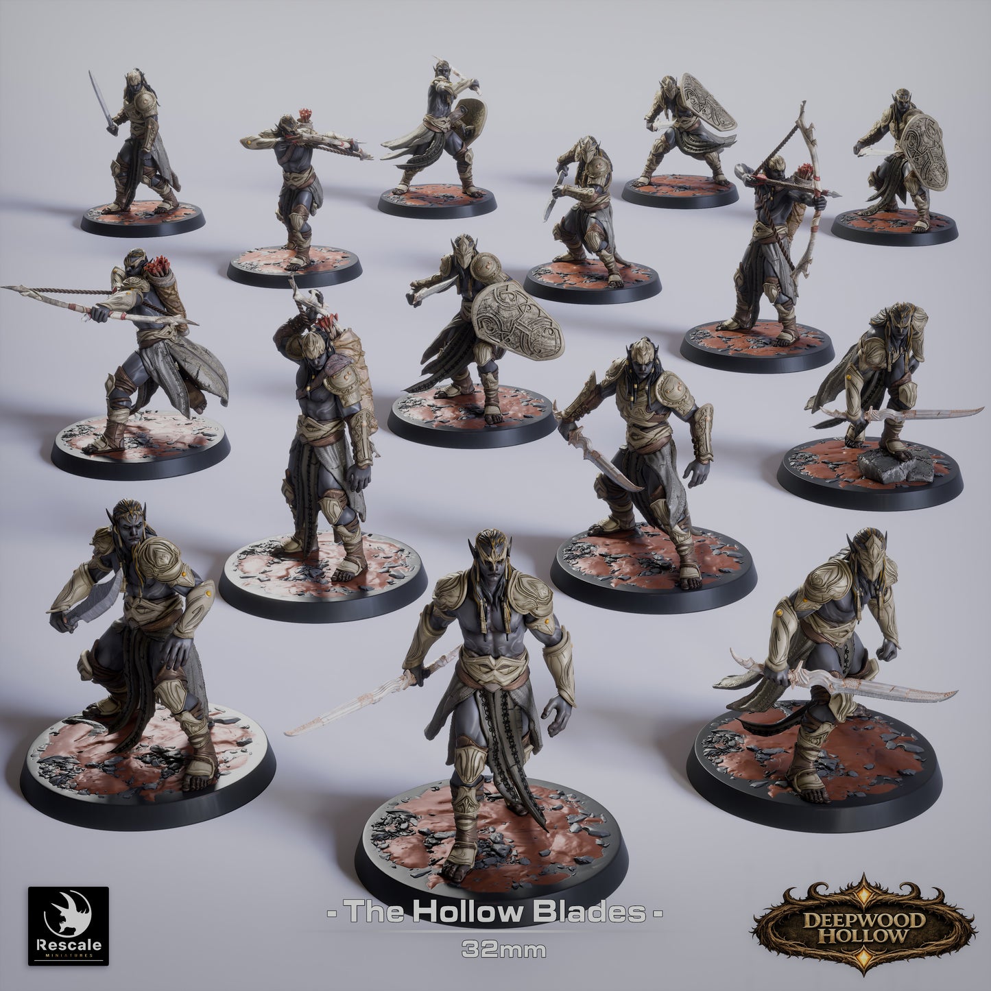 ⚔️ Pack: Dark Elves - The Hollow Blades | 15-Pack 12K Resin 32mm Warband 🗡️