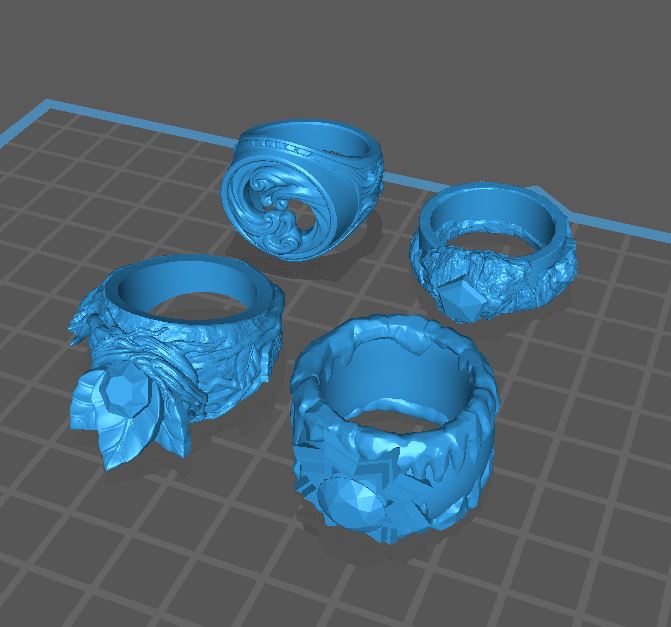 4 Elemental Rings by Mystic Makers Miniatures