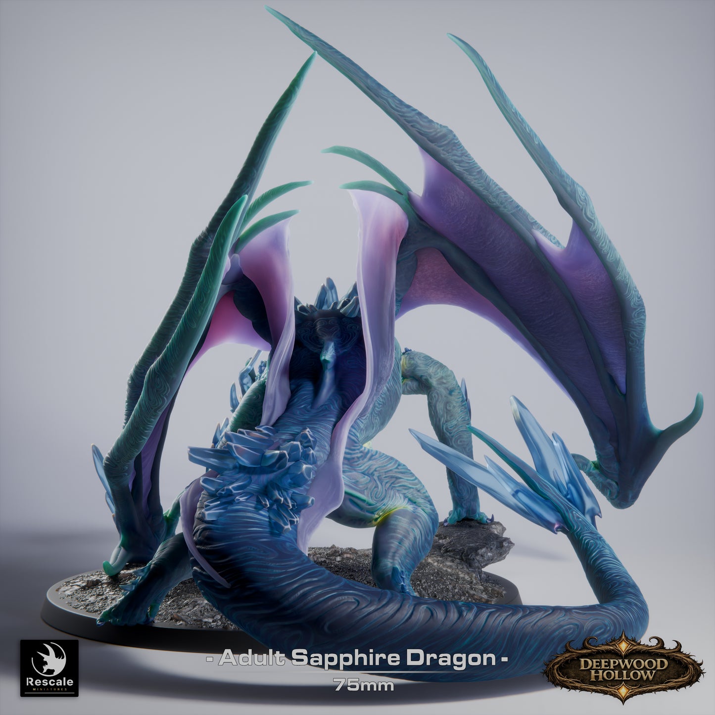💎 Sapphire Dragon (Adult) | 12K Resin 75mm Gem Dragon for D&D & RPGs 🐲