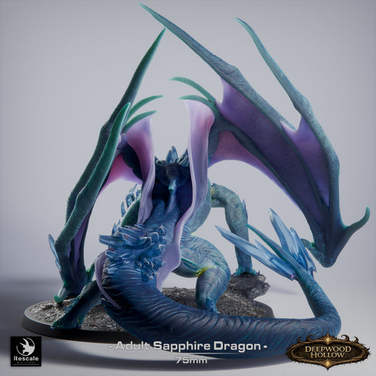 💎 Sapphire Dragon (Adult) | 12K Resin 75mm Gem Dragon for D&D & RPGs 🐲
