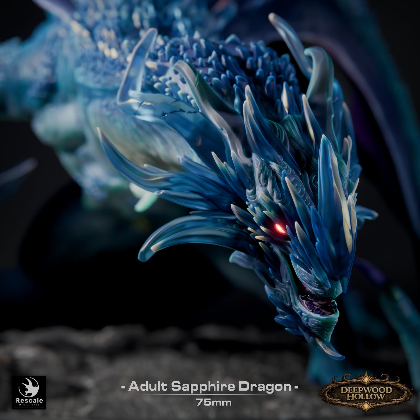 💎 Sapphire Dragon (Adult) | 12K Resin 75mm Gem Dragon for D&D & RPGs 🐲
