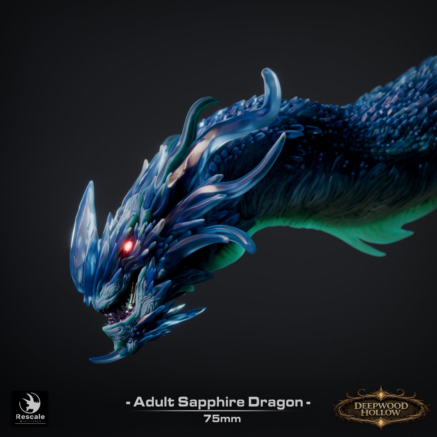 💎 Sapphire Dragon (Adult) | 12K Resin 75mm Gem Dragon for D&D & RPGs 🐲