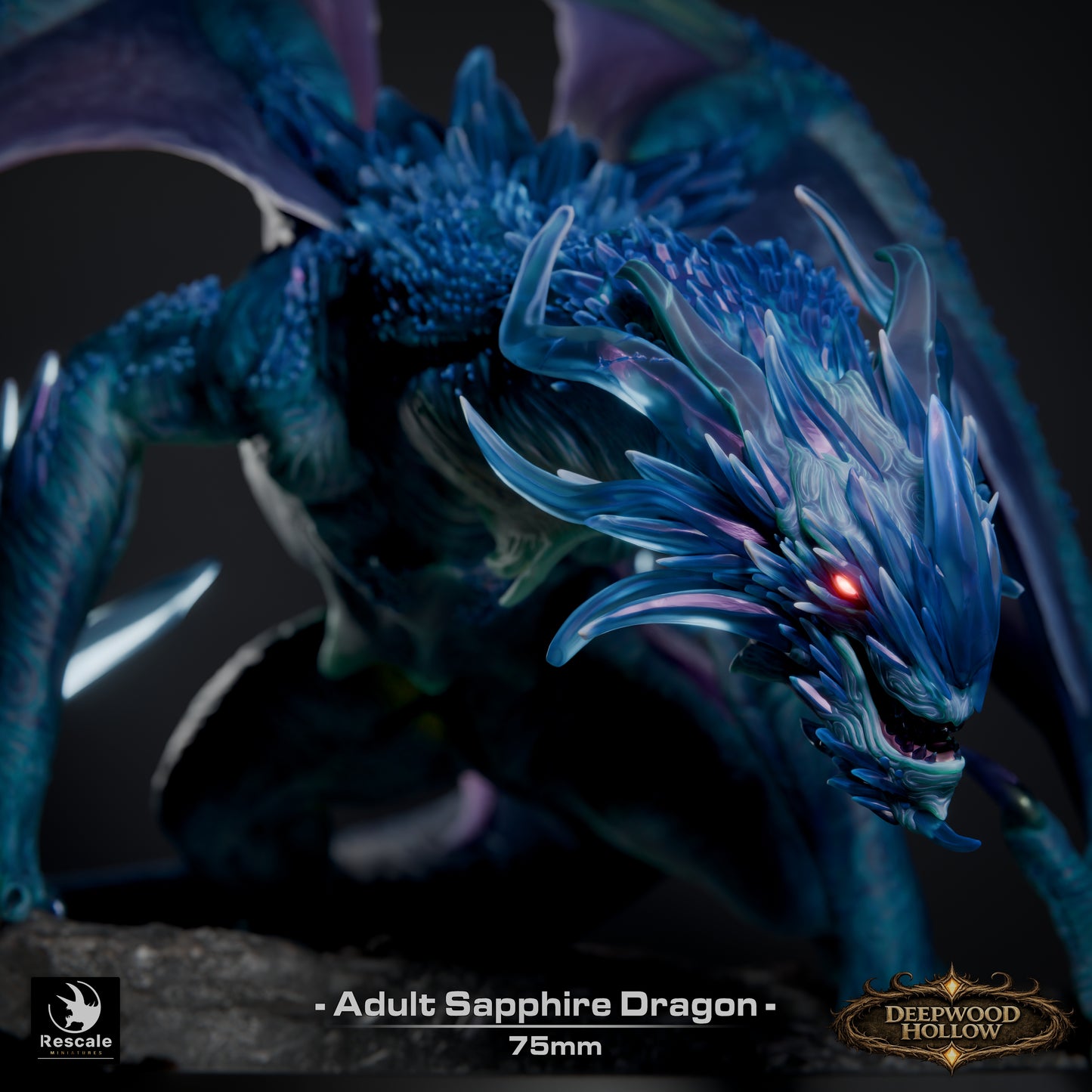 💎 Sapphire Dragon (Adult) | 12K Resin 75mm Gem Dragon for D&D & RPGs 🐲