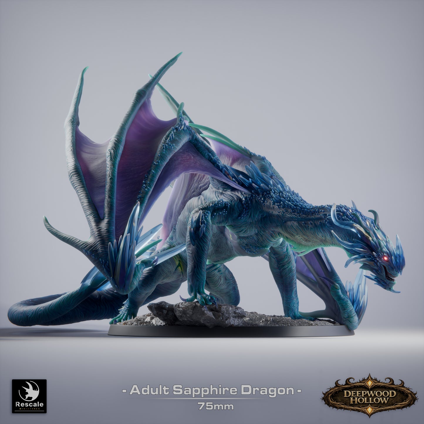 💎 Sapphire Dragon (Adult) | 12K Resin 75mm Gem Dragon for D&D & RPGs 🐲