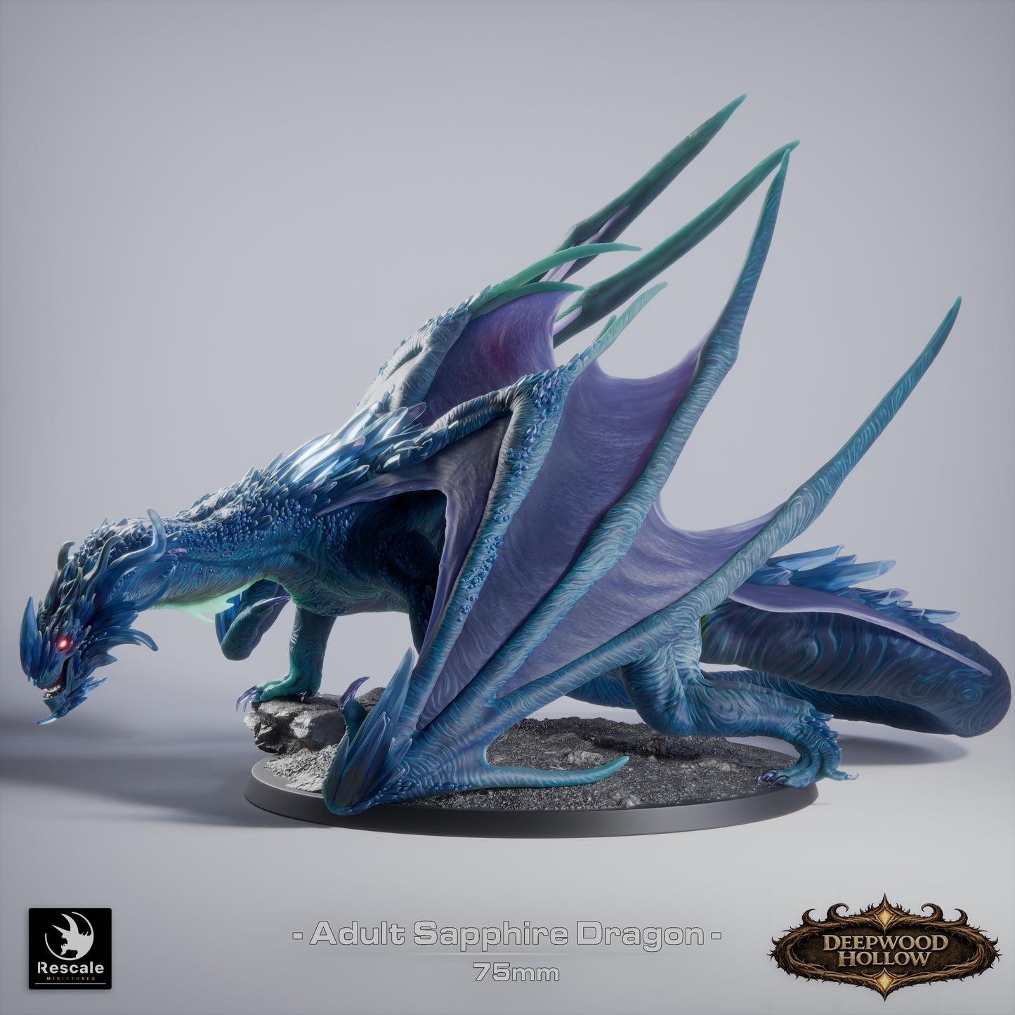 💎 Sapphire Dragon (Adult) | 12K Resin 75mm Gem Dragon for D&D & RPGs 🐲