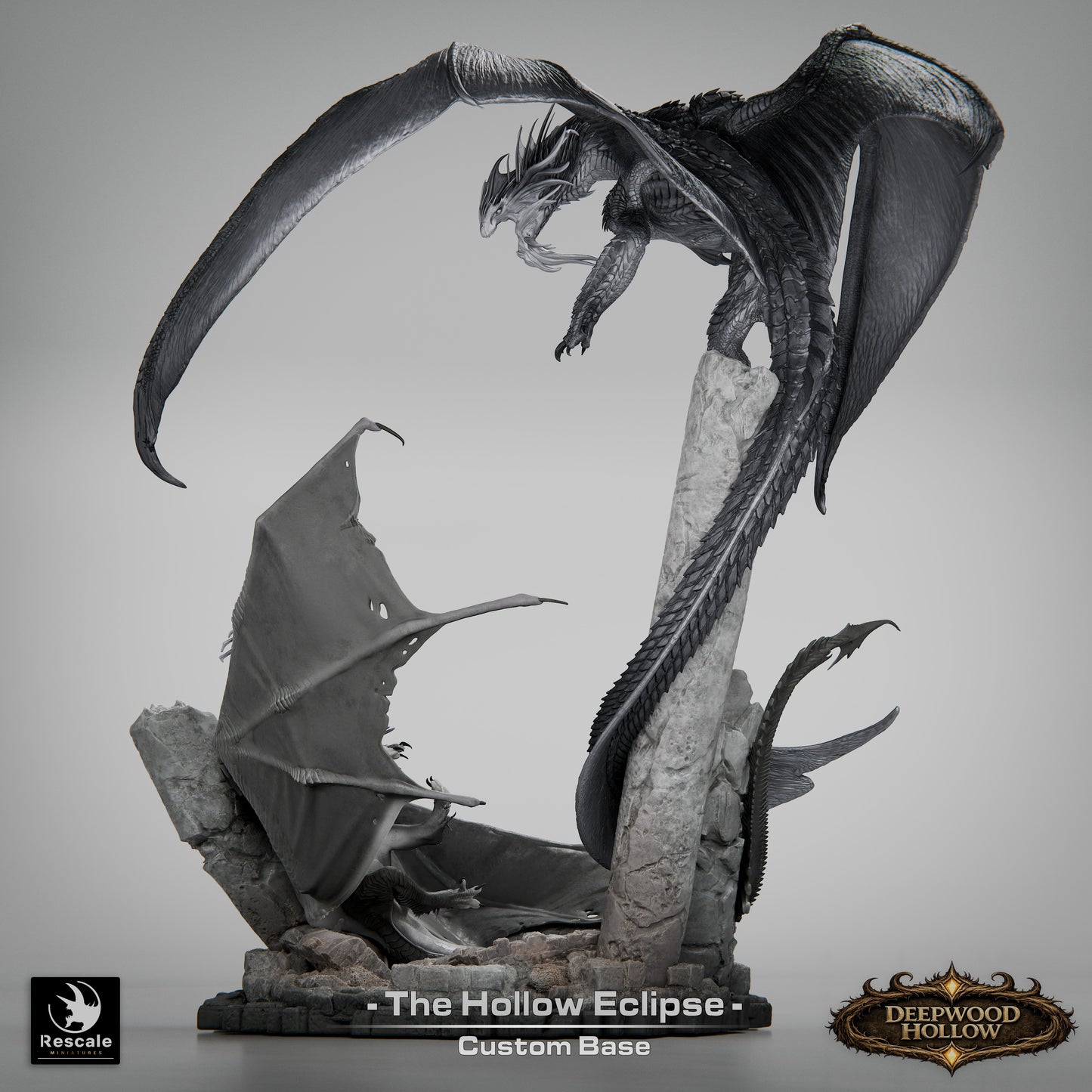 🌑 The Hollow Eclipse | Battle of Dragons - 12K Resin Epic Diorama 🐲