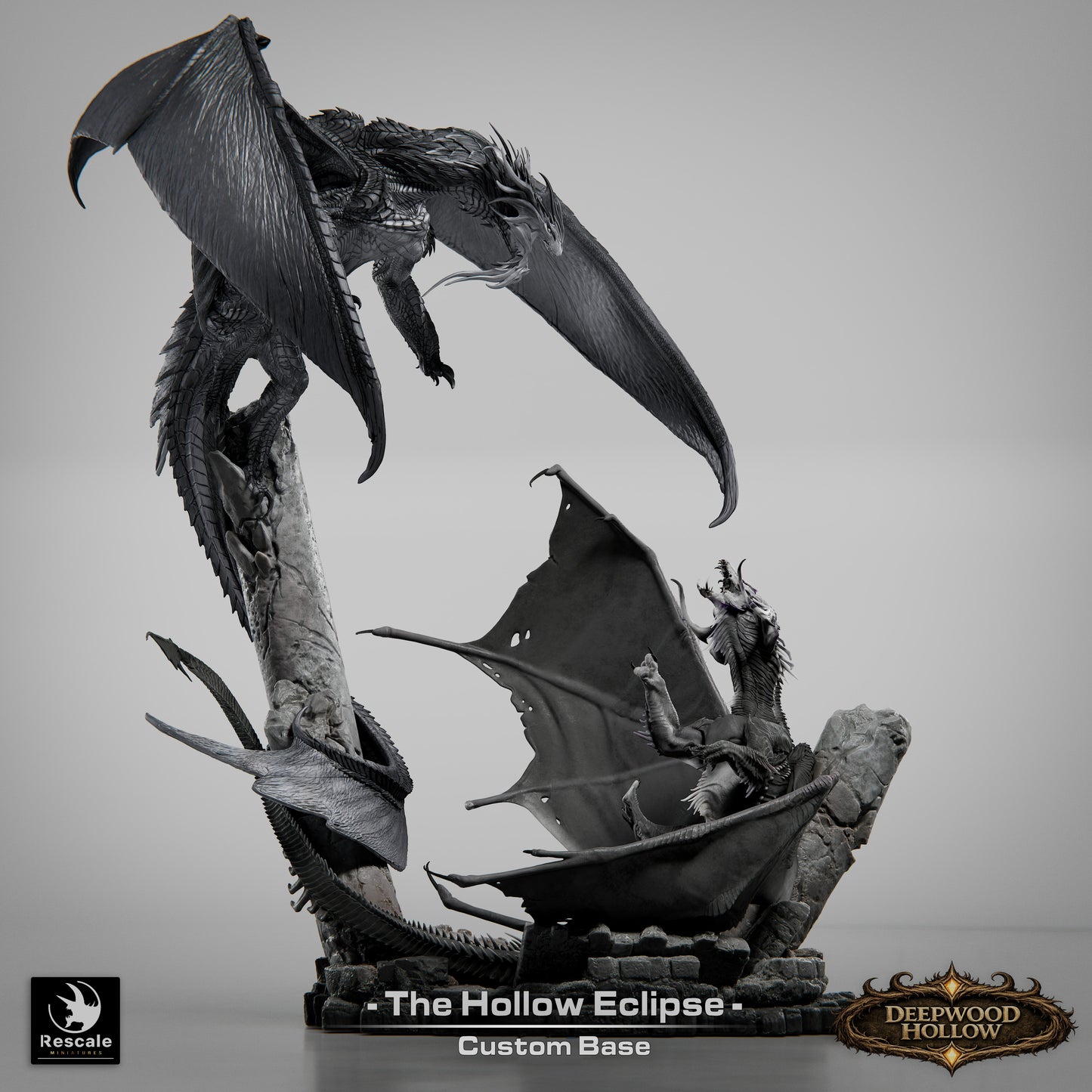 🌑 The Hollow Eclipse | Battle of Dragons - 12K Resin Epic Diorama 🐲