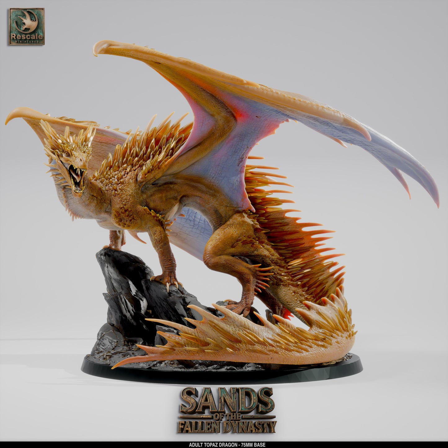 💎 Topaz Dragon (Adult) | 12K Resin 75mm Gem Dragon for D&D & RPGs 🌊