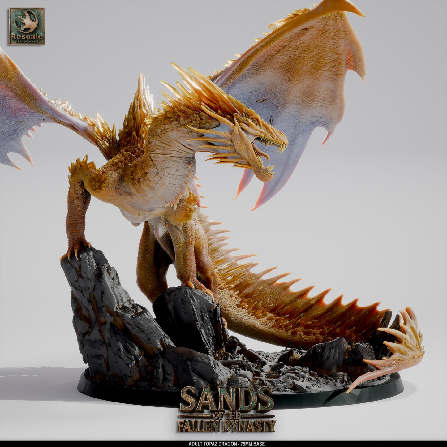 💎 Topaz Dragon (Adult) | 12K Resin 75mm Gem Dragon for D&D & RPGs 🌊
