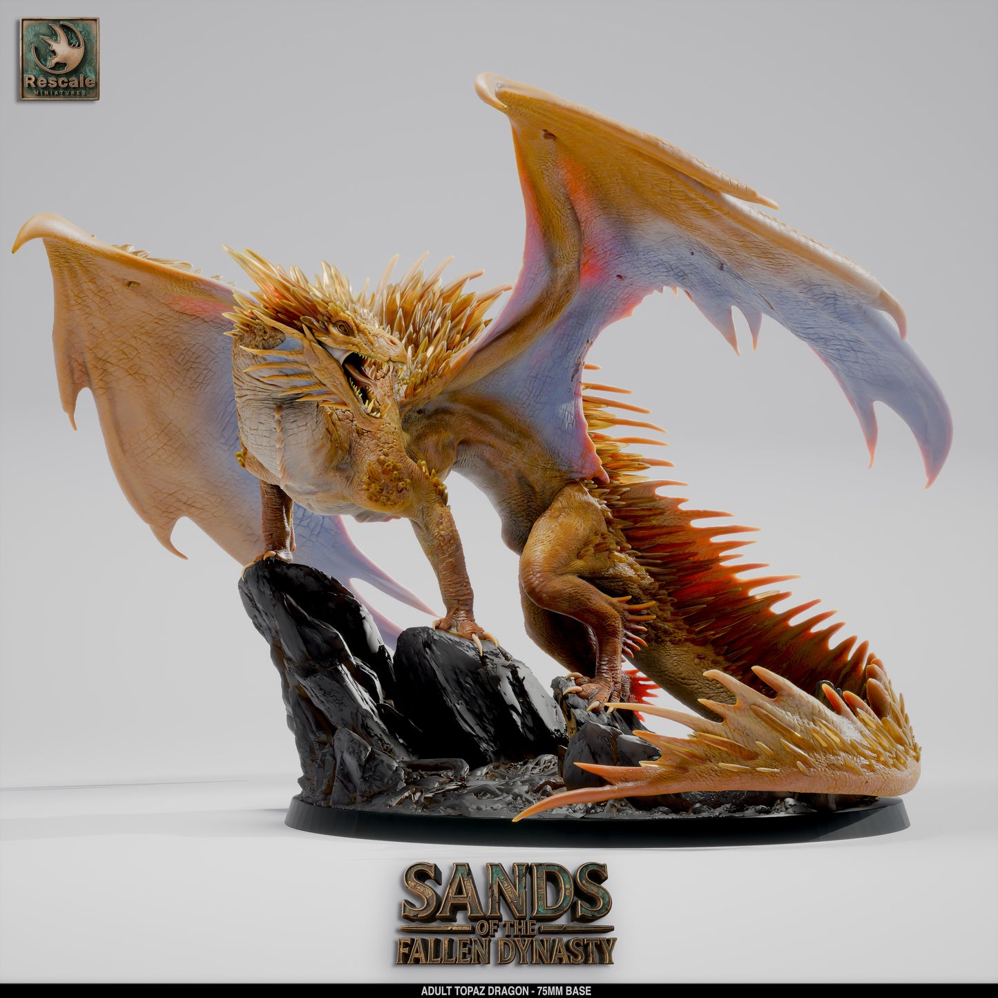 💎 Topaz Dragon (Adult) | 12K Resin 75mm Gem Dragon for D&D & RPGs 🌊
