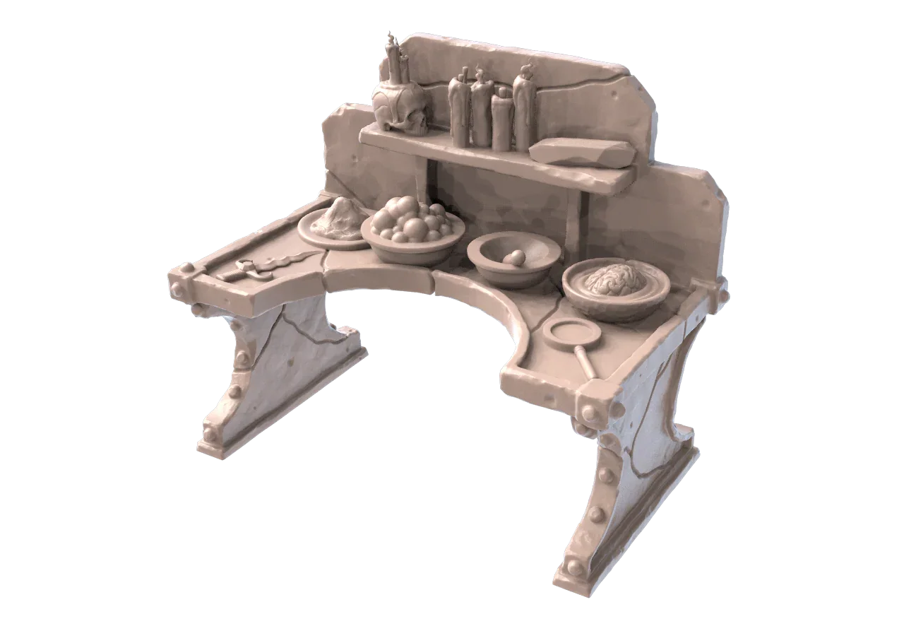 Alchemy Workbenches Scatter Set by SRS Studios | 12K Resin Terrain for Warhammer, D&D & RPGs