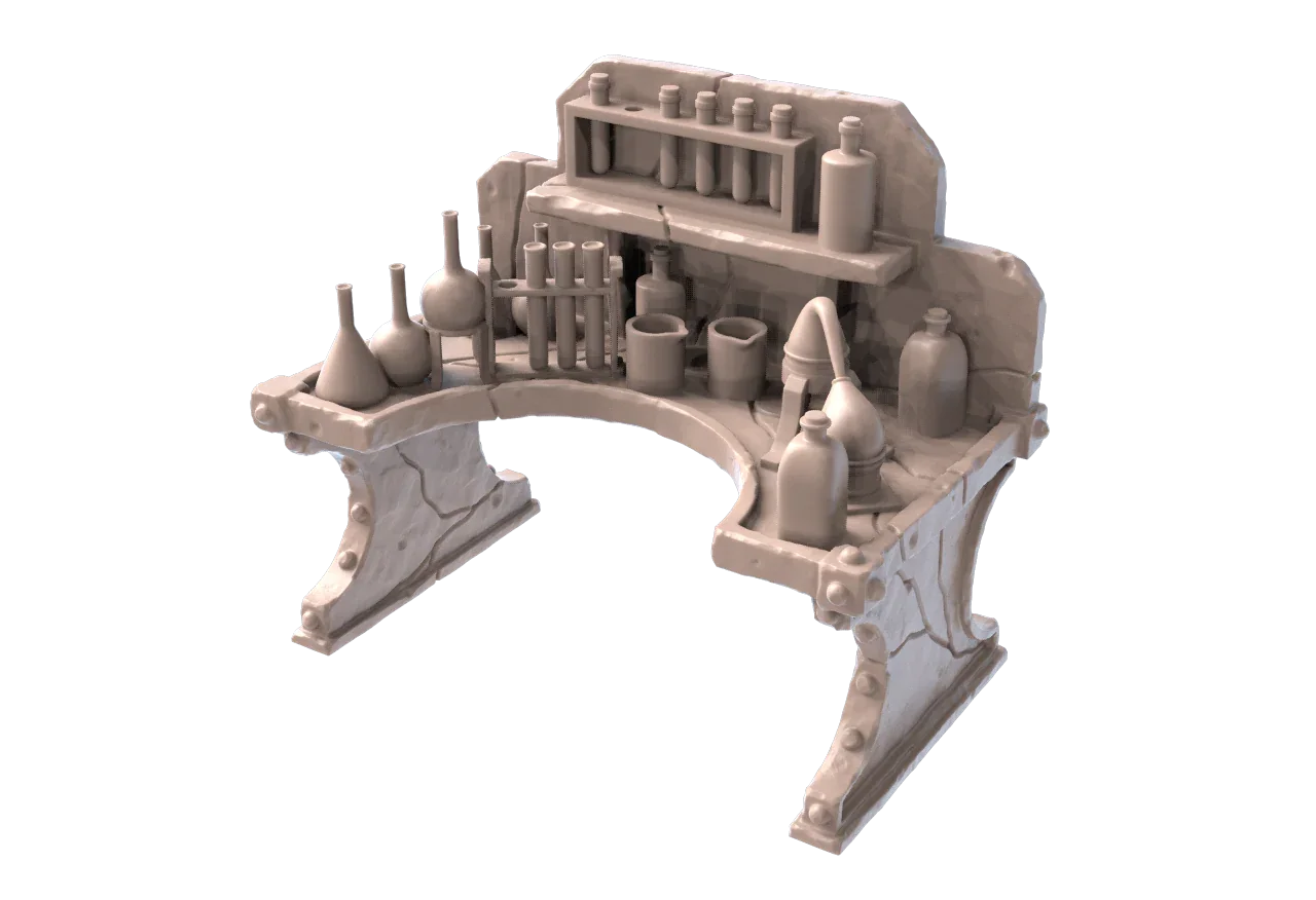 Alchemy Workbenches Scatter Set by SRS Studios | 12K Resin Terrain for Warhammer, D&D & RPGs