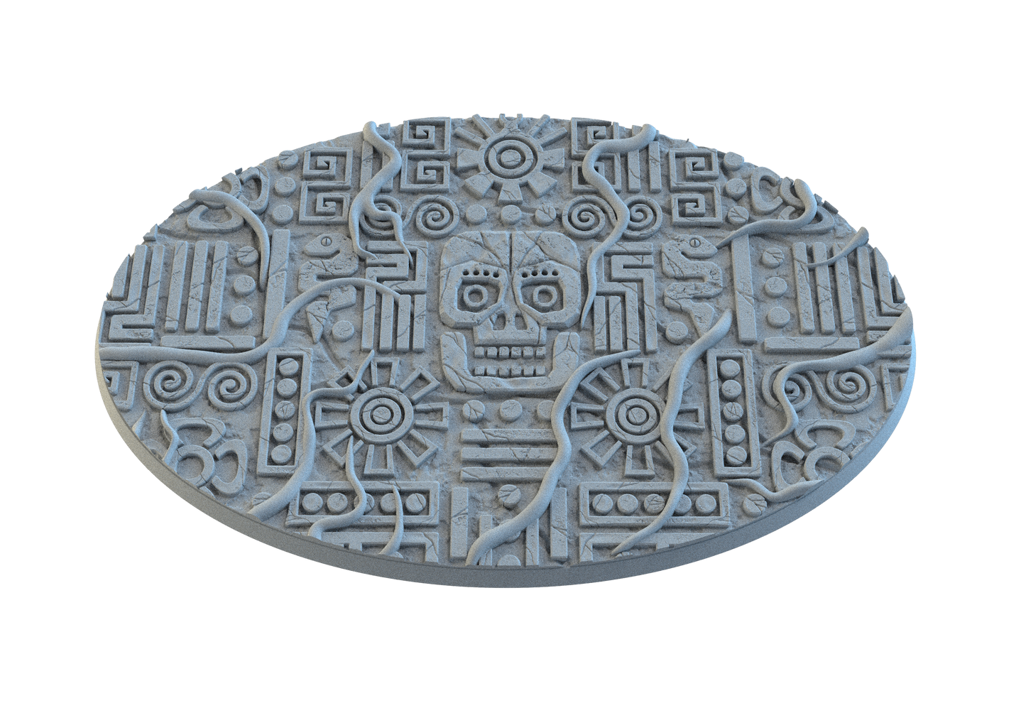 Aztec Oval Bases by SRS Studios | Masterpiece 12K Resin Foundations for Warhammer, AOS, D&D & More!