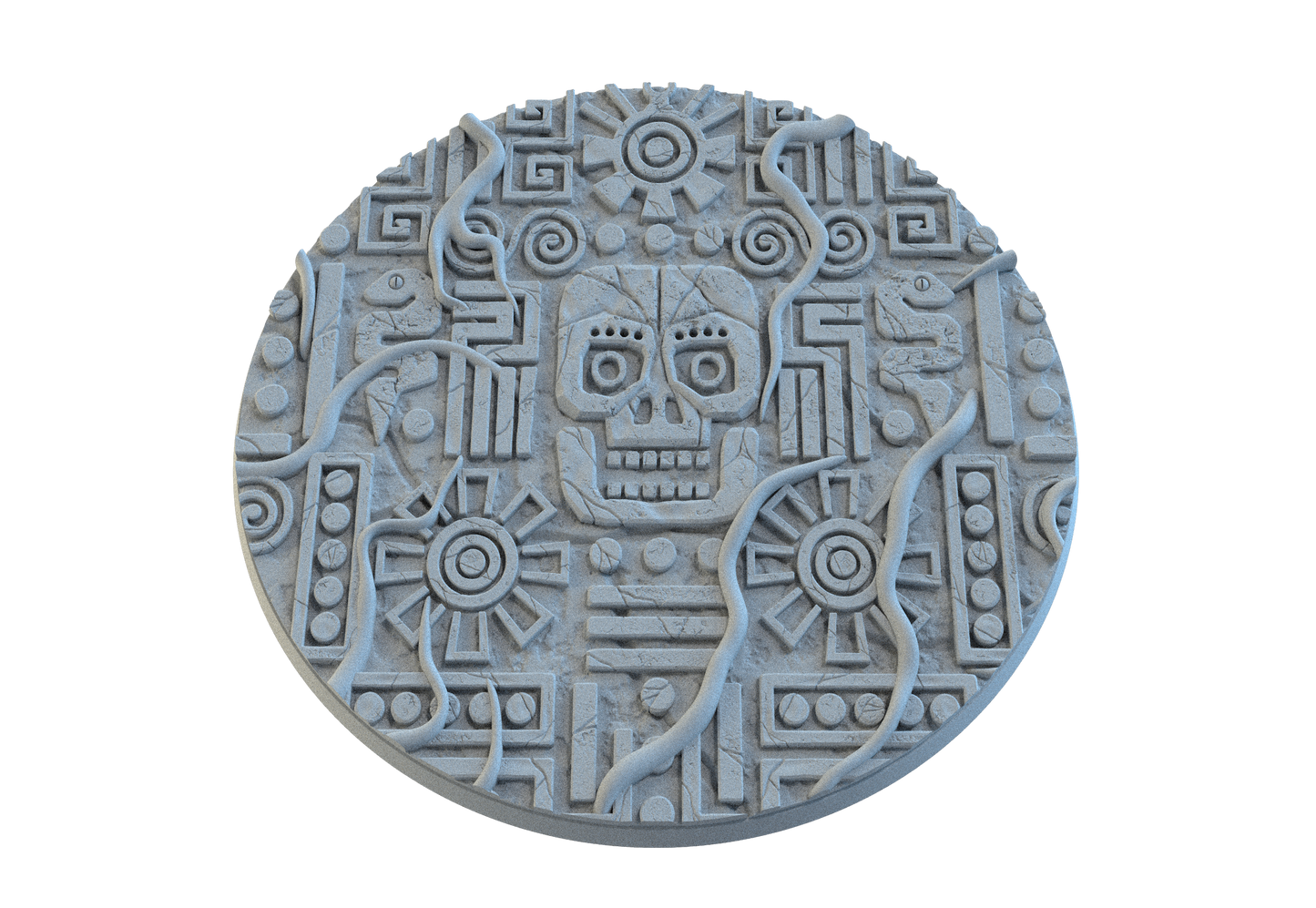 Aztec Circle Bases by SRS Studios | Masterpiece 12K Resin Foundations for Warhammer, AOS, D&D & More!