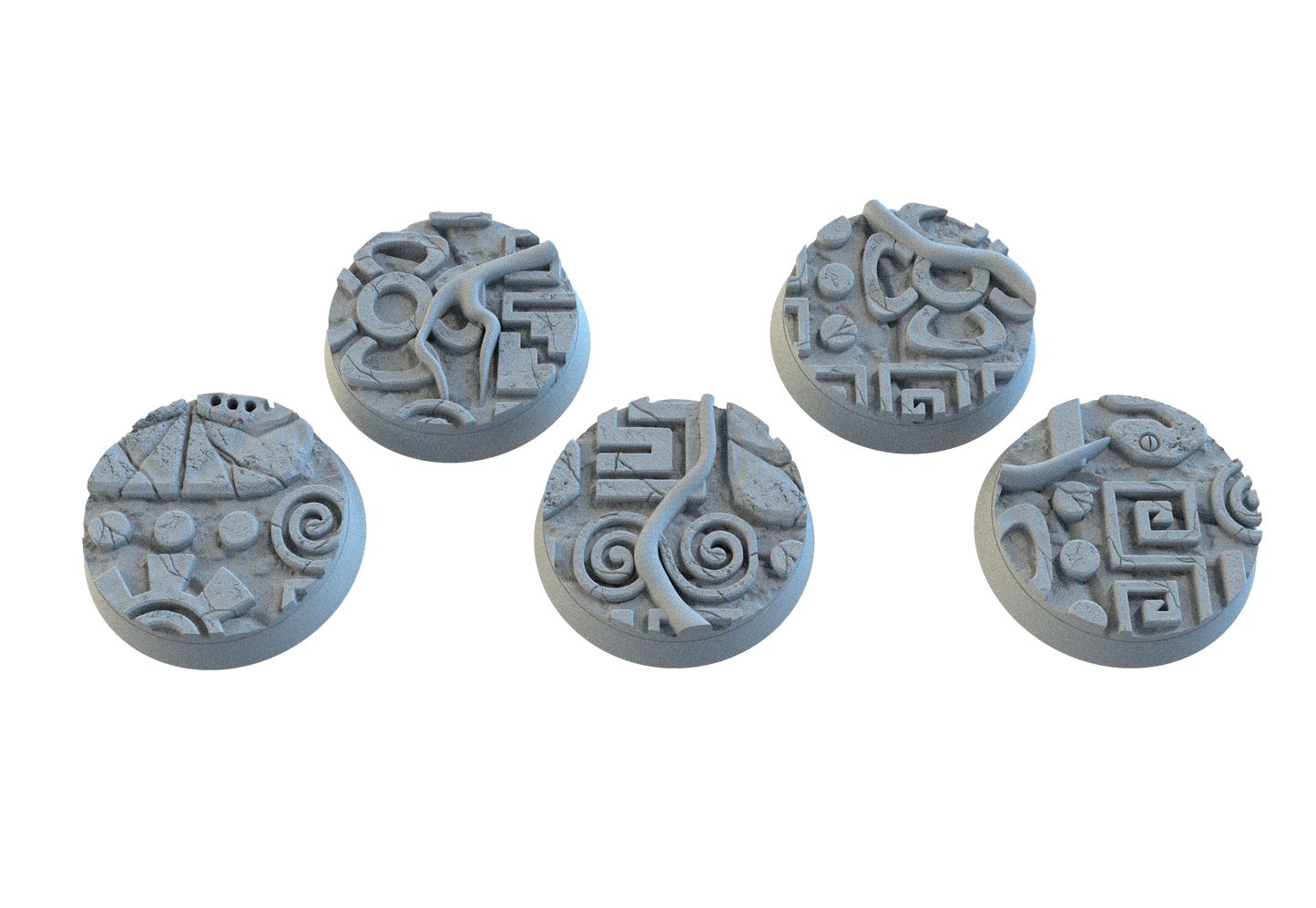 Aztec Circle Bases by SRS Studios | Masterpiece 12K Resin Foundations for Warhammer, AOS, D&D & More!