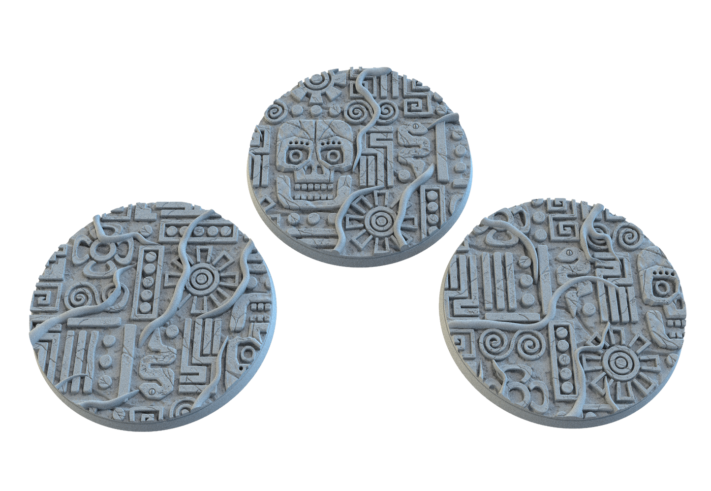 Aztec Circle Bases by SRS Studios | Masterpiece 12K Resin Foundations for Warhammer, AOS, D&D & More!