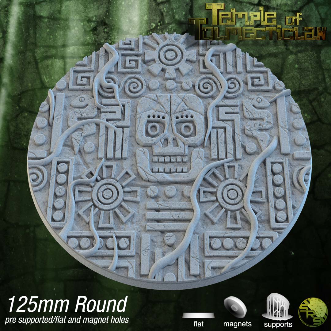 Aztec Circle Bases by SRS Studios | Masterpiece 12K Resin Foundations for Warhammer, AOS, D&D & More!