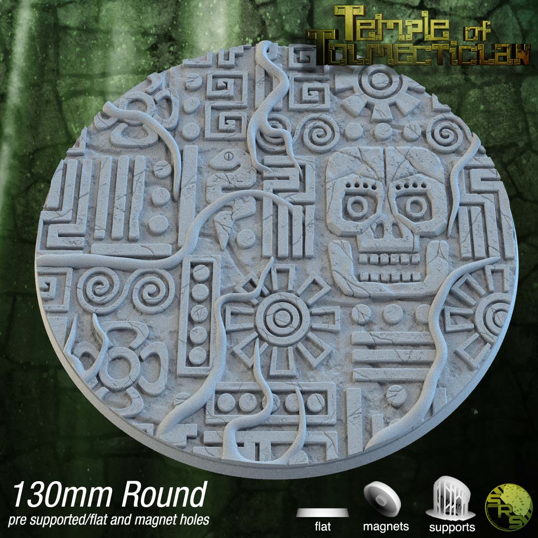 Aztec Circle Bases by SRS Studios | Masterpiece 12K Resin Foundations for Warhammer, AOS, D&D & More!