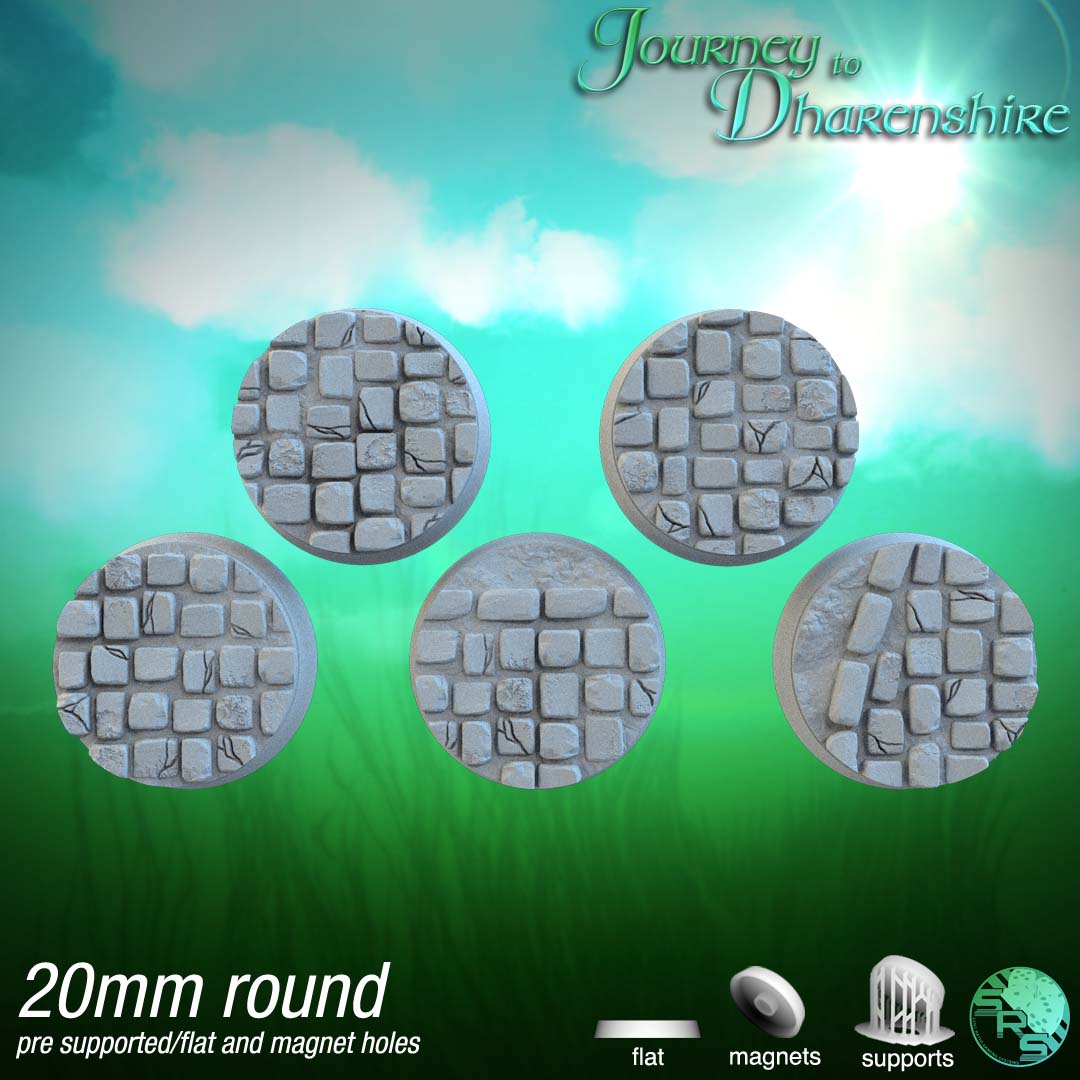 Round 20mm Cobblestone Bases x20 by SRS Studios