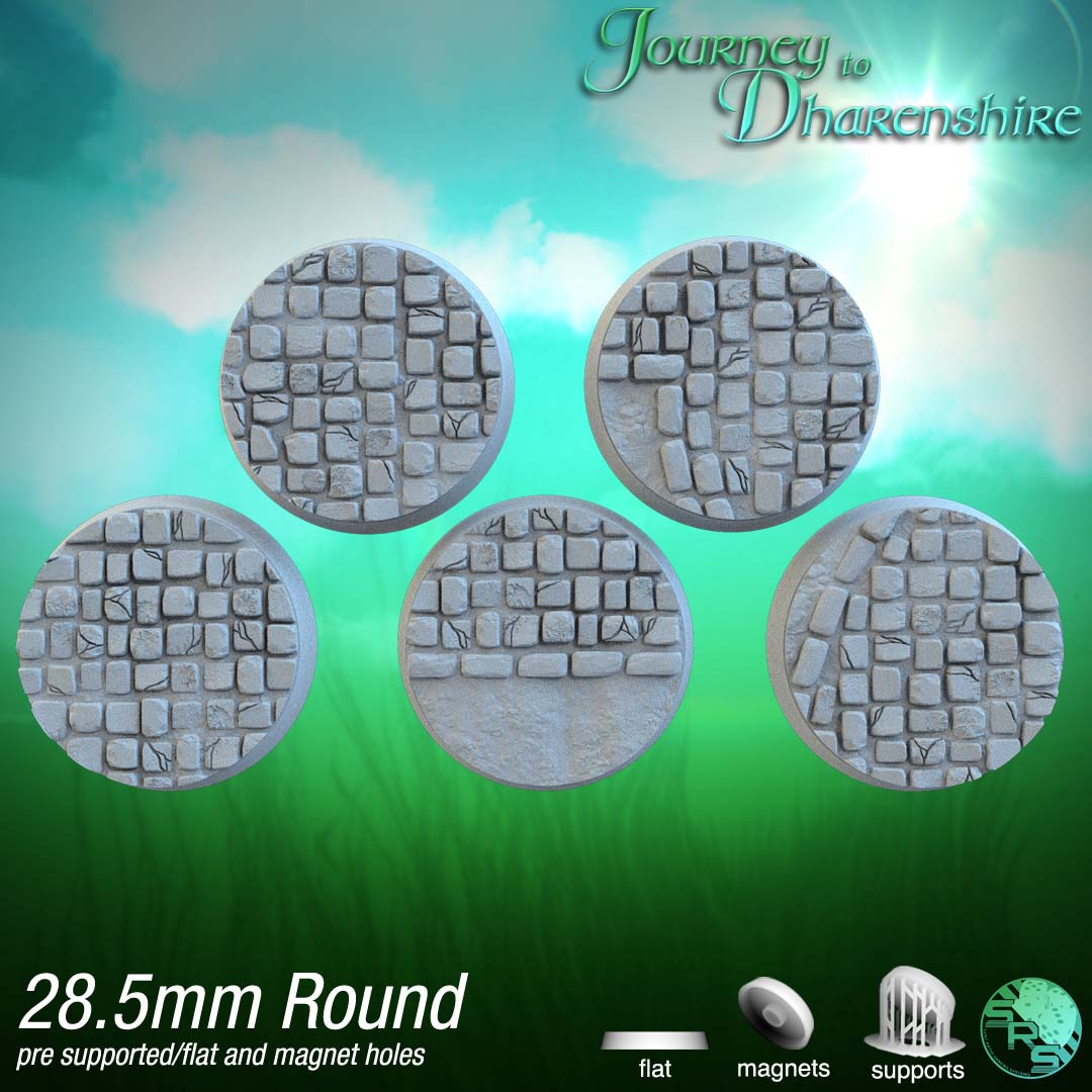 Cobblestone Circle Bases – 12K Resin Base Set for Warhammer, D&D & Tabletop Wargames