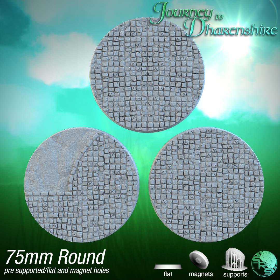 Cobblestone Circle Bases – 12K Resin Base Set for Warhammer, D&D & Tabletop Wargames