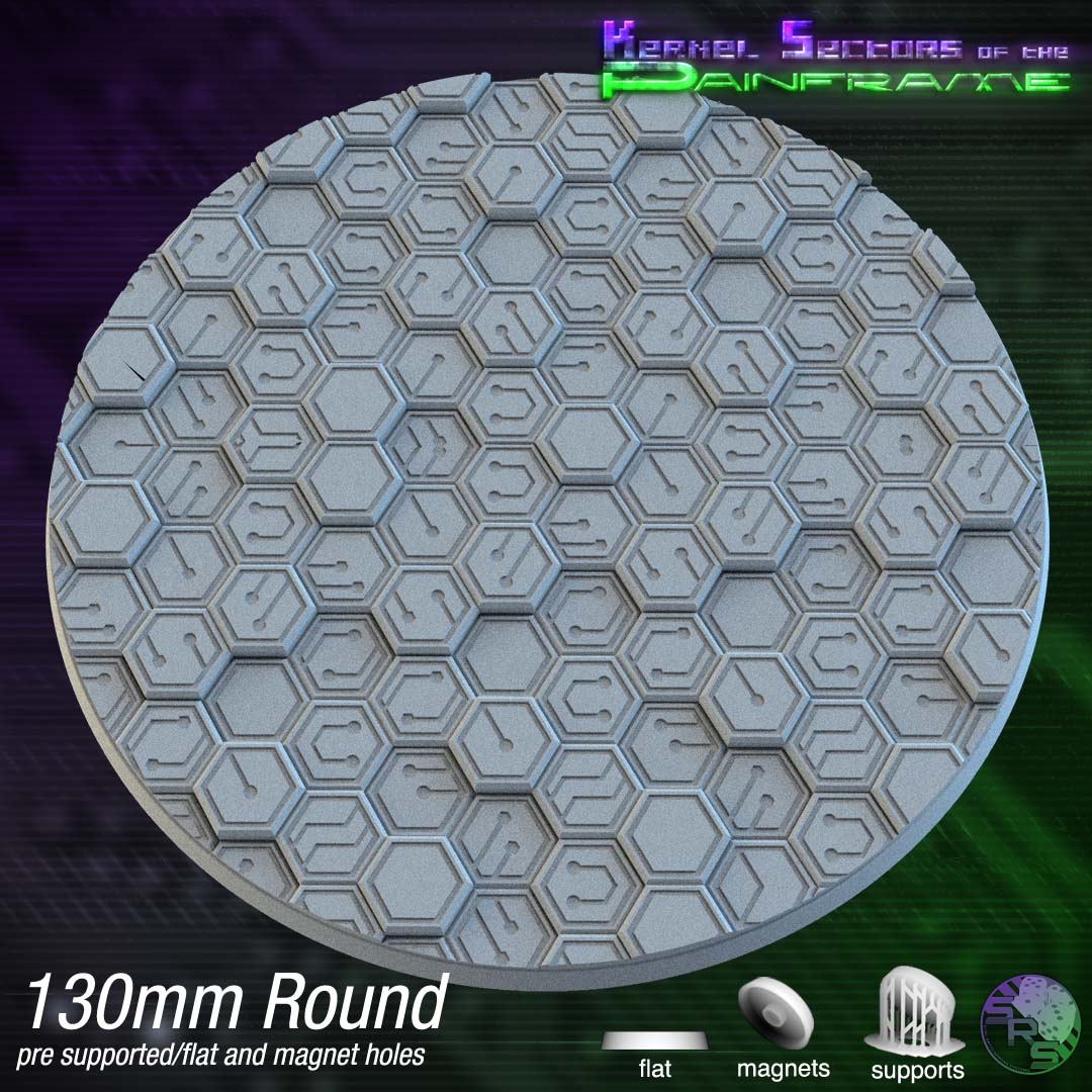 Cyberhex Circle Resin Bases | Futuristic 12K Tech Bases for Necromunda, Warhammer 40k & Sci-Fi