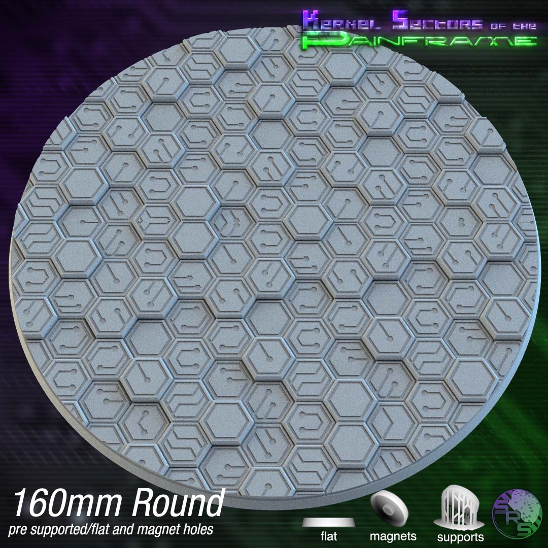 Cyberhex Circle Resin Bases | Futuristic 12K Tech Bases for Necromunda, Warhammer 40k & Sci-Fi