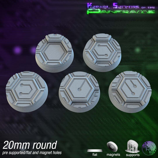 Round 20mm Cyberhex Bases x20 by SRS Studios