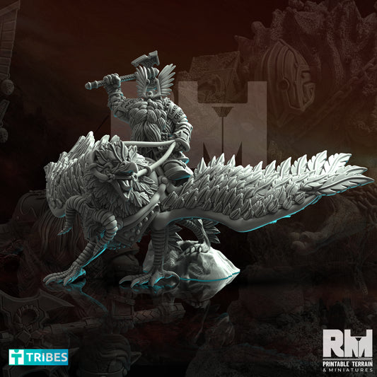 Kangalim Reclaimed | Dwarf Hero on Griffon - 32mm 12K Resin Miniature