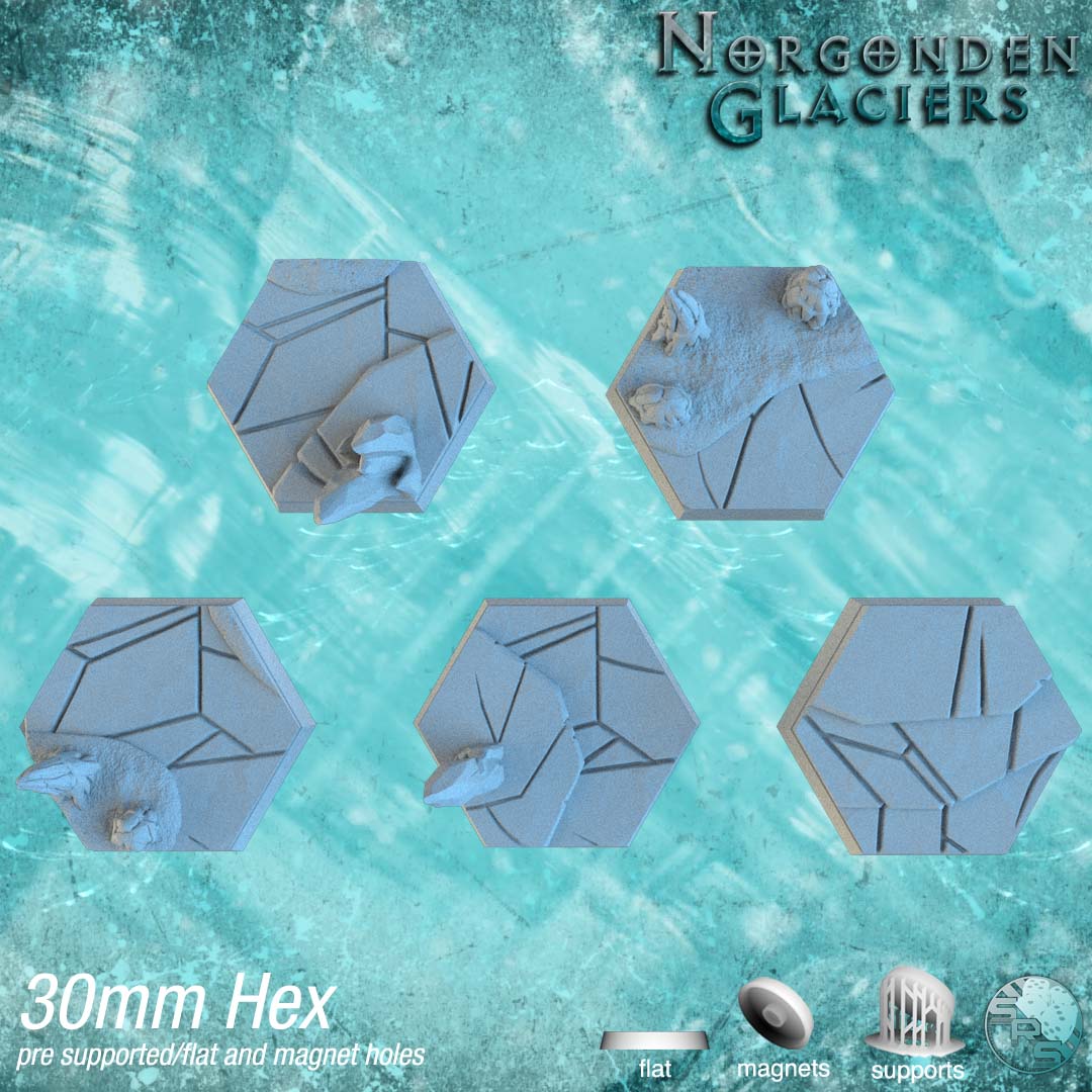 Ice & Snow Hex Resin Bases | Frozen Wasteland for Warhammer, D&D, Wargaming