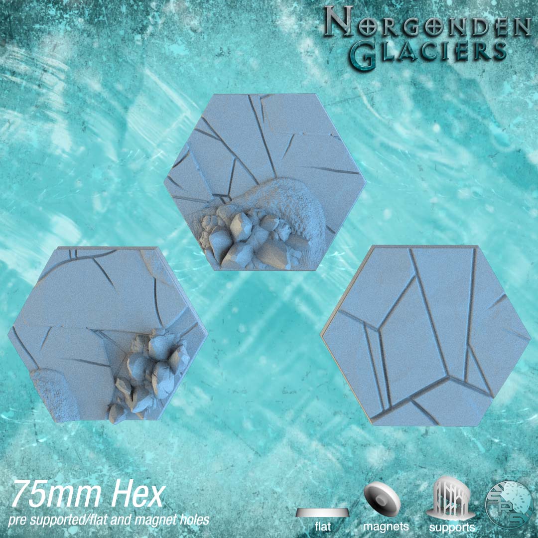 Ice & Snow Hex Resin Bases | Frozen Wasteland for Warhammer, D&D, Wargaming