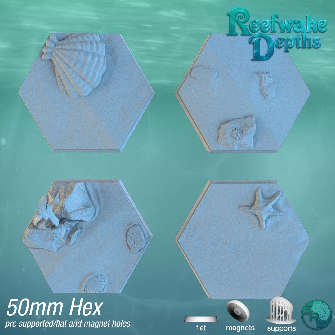 Ocean Hex Resin Bases | Deep Sea for Idoneth, D&D, Wargaming
