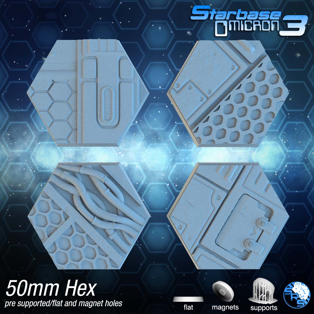 Sci-Fi Hex Resin Bases | Tech Deck for 40k, Necromunda, Star Wars