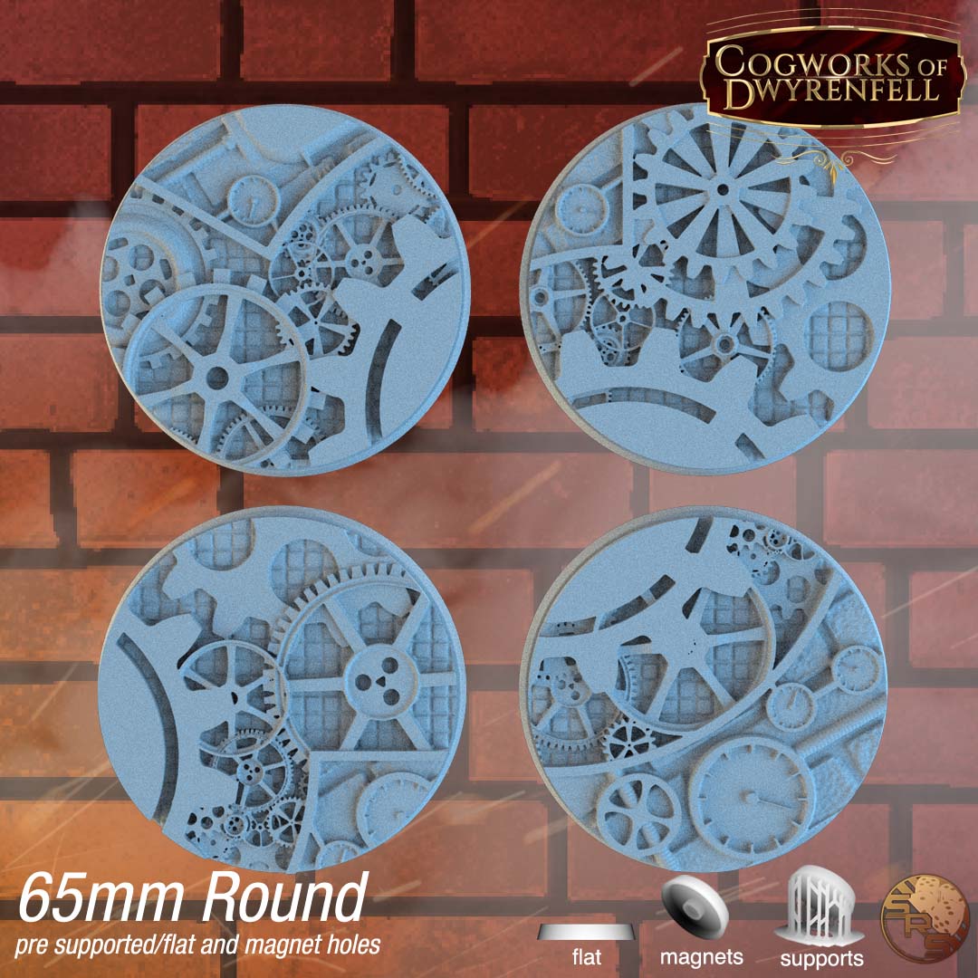 Steampunk Circle Resin Bases | Victorian Tech for Warmachine, D&D, Wargaming