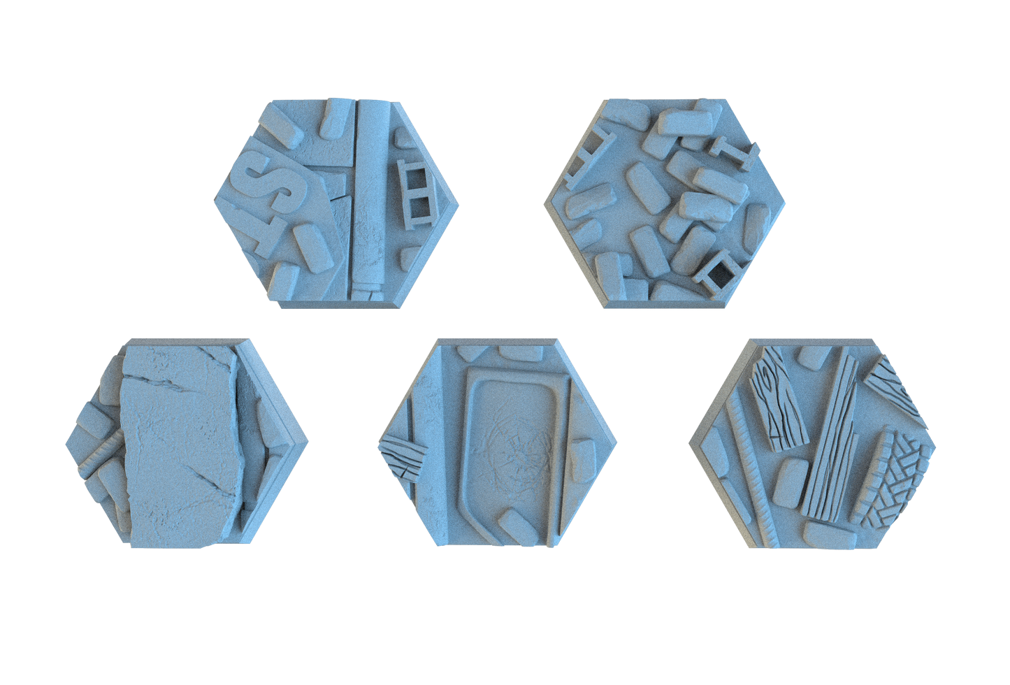 Urban Ruin Hex Resin Bases | Battle-Scarred Streets for 40k, Necromunda, Wargaming